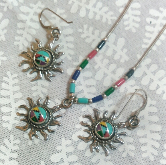 Jewelry - Southwest Sunburst Sterling Necklace Earring set